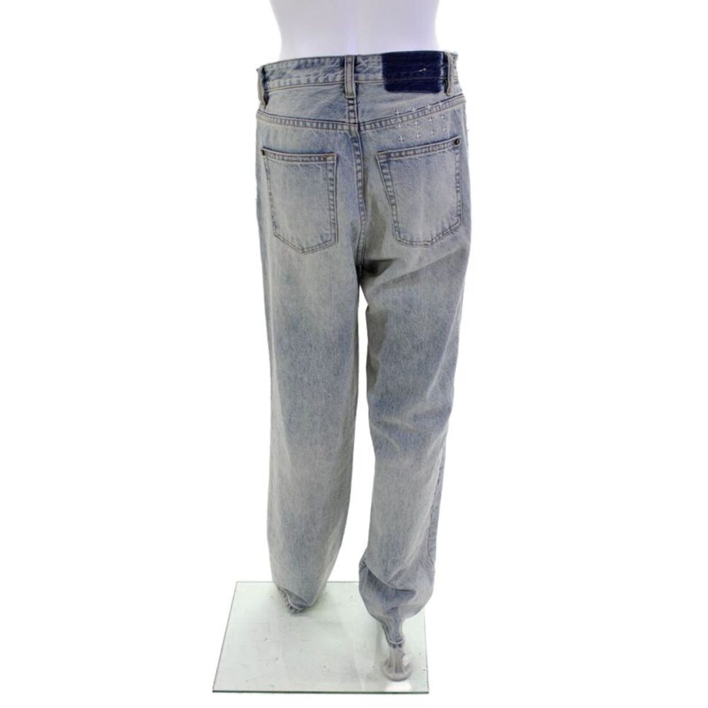 Tsubi Womens Cotton Denim Distressed High-Rise Straight Leg Jeans Blue Size 26 - Picture 3 of 5